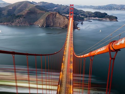 پل دروازه طلایی در شهر سانفرانسیسکو آمریکا
