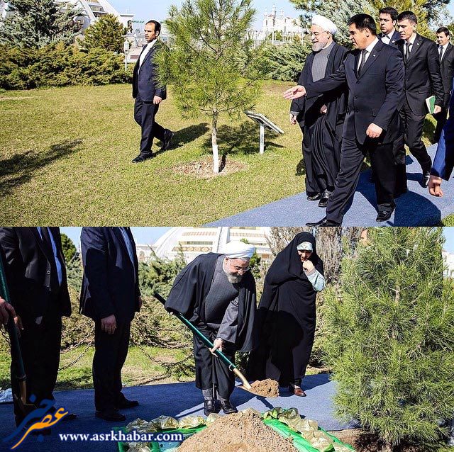 درختکاری حسن روحانی در ترکمنستان (عکس)
