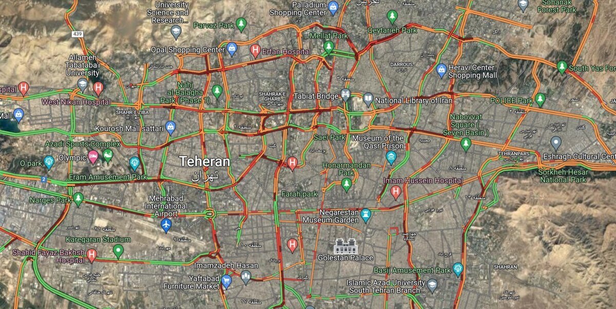 گوگل‌مپ: تهران یکسره قفل شده/ شهرداری: تمام معابر باز است!