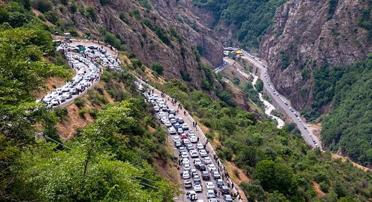 ترافیک سنگین در جاده کرج - چالوس