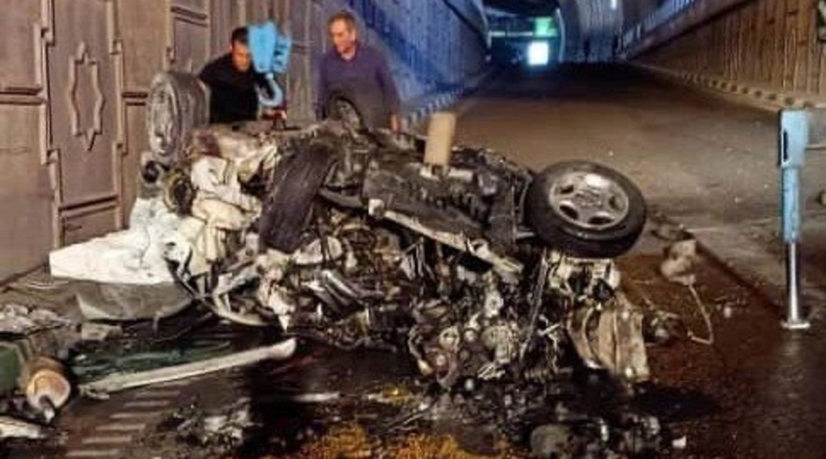 مرگ دو جوان در پی سقوط خودرو از پل صدر (+عکس)