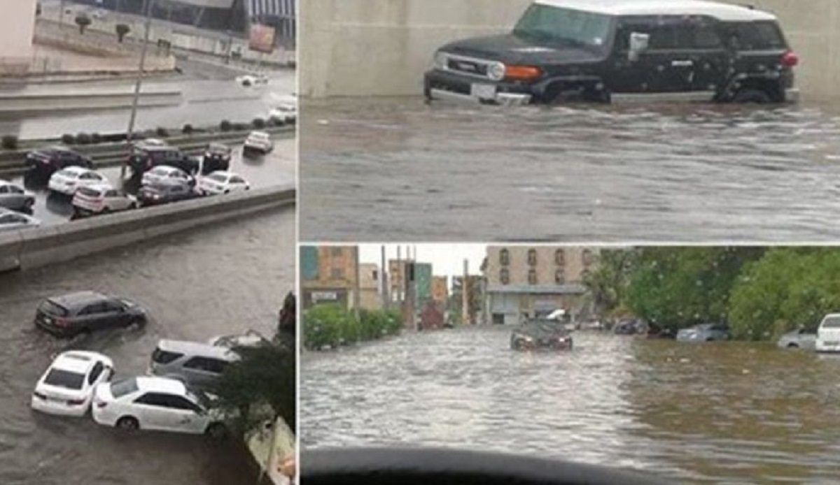 عربستان/ سیلاب شدید در جده/ لغو پروازها، تعطیلی مدارس و گزارش ۲ فوتی تاکنون (+عکس و فیلم)