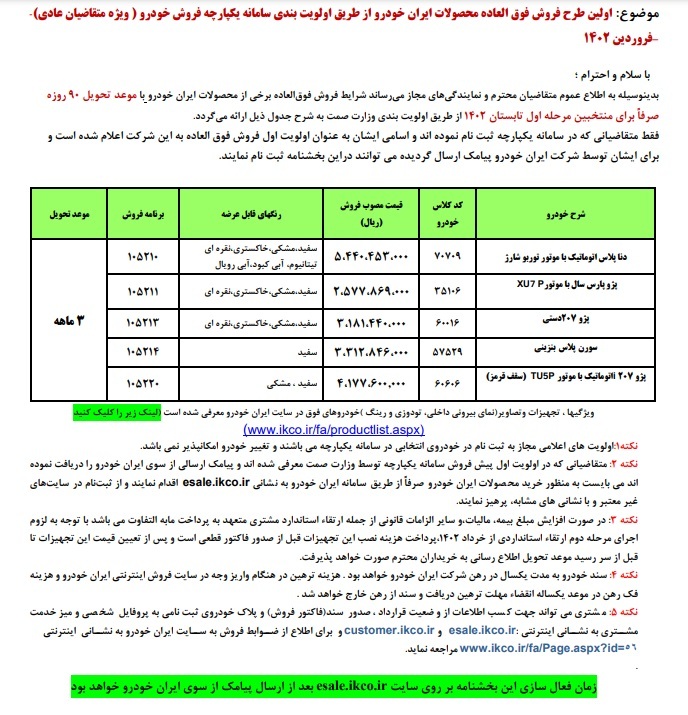 اولین فروش فوق العاده محصولات ایران خودرو در سال 1402 (+جزئیات و جدول قیمت فروش)